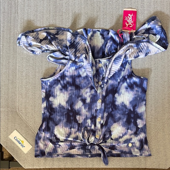 Justice Purple and White Tie-Dye Blouse - Picture 1 of 1